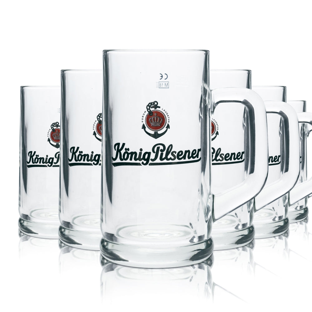 6x King Pilsener Beer Glass 0.5l Mug Tankard Seidel Glasses Brewery Gastro Beer