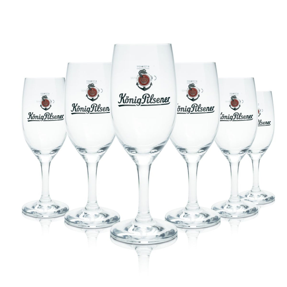 6x König Pilsener beer glass 0.2 l trophy glass Pilstulpe glasses set Brewery Gastro