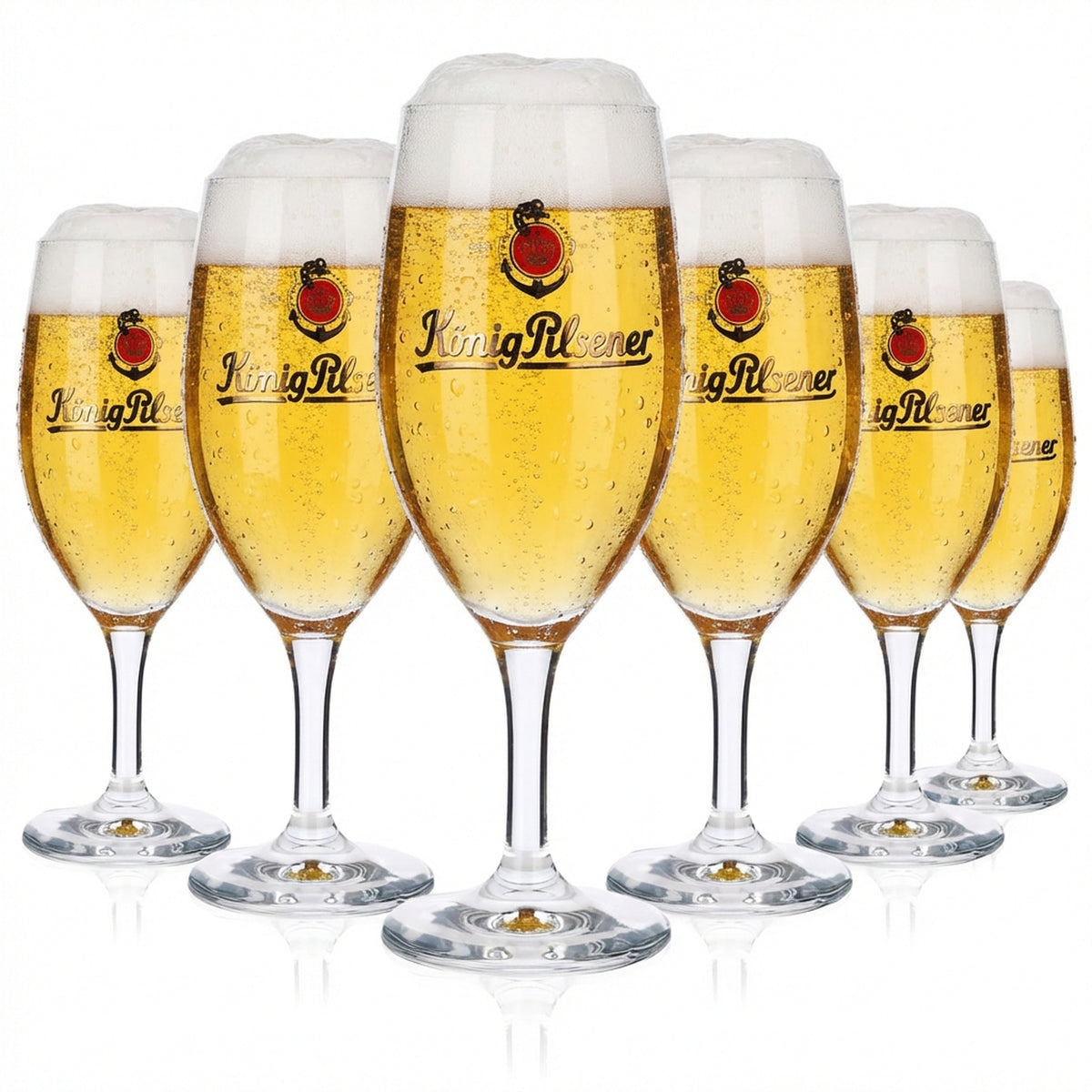 6x König Pilsener beer glasses, 0.3 l, cup shape, logo, anchor, Köpi