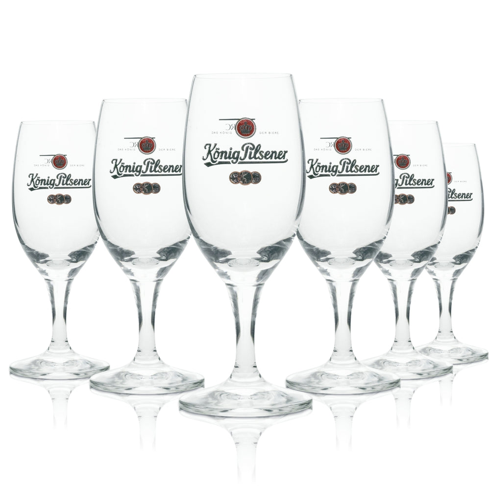 6x König Pilsner Beer Tasting Glass, Welcome Glass, 0.1 L, Mini Ritzenhoff Glass