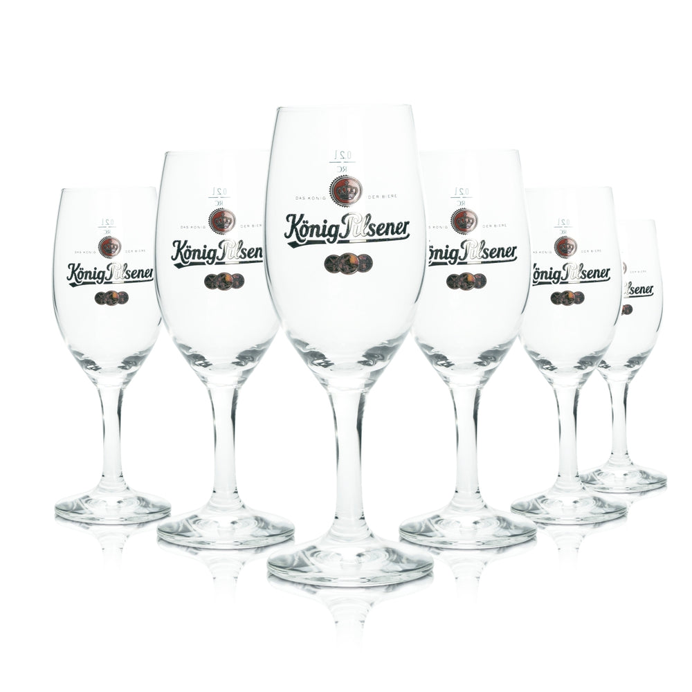 6x King Pilsner Glass 0.2l Goblet Tulip Beer Glasses Gastro Calibrated Pils Pub