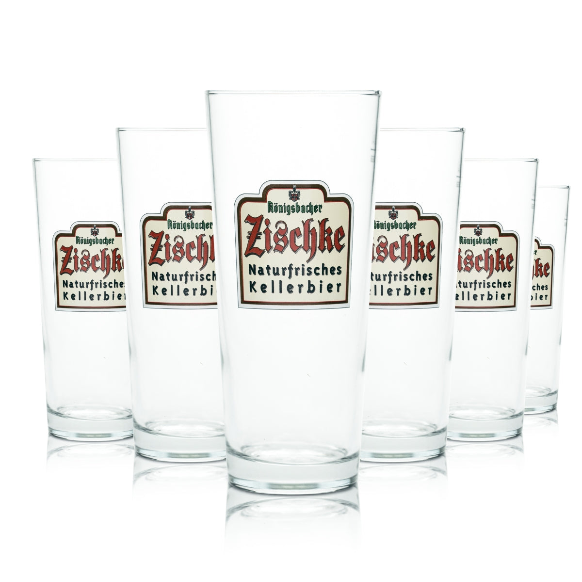 6x Königsbacher Zischke Glass 0.4l Beer Mug Cup Glasses Cellar Beer Brewery