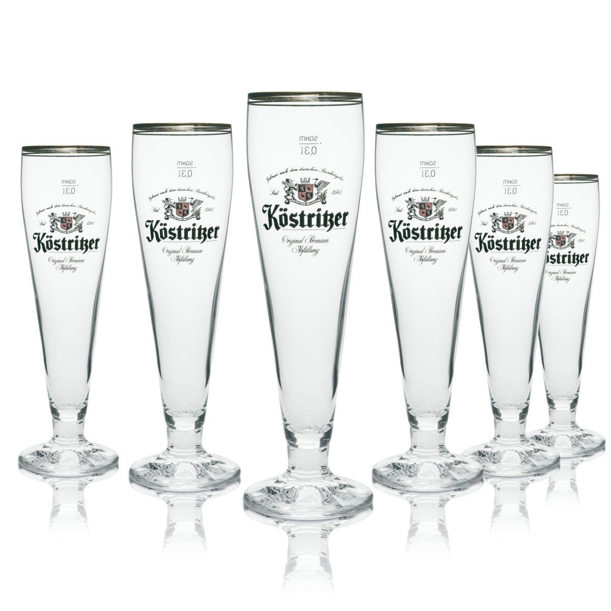 6x Köstritzer beer glass 0.3l cup with coat of arms 1543