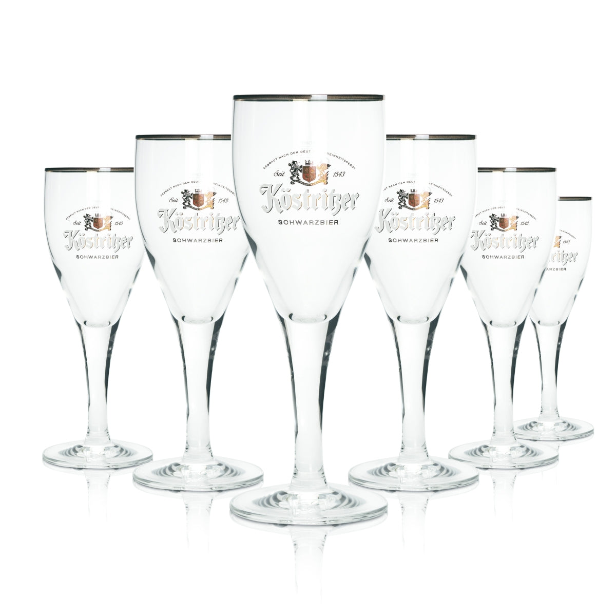 6x Köstritzer Glass 0.3l Tulip Beer Glasses with Gold Rim, Black Beer