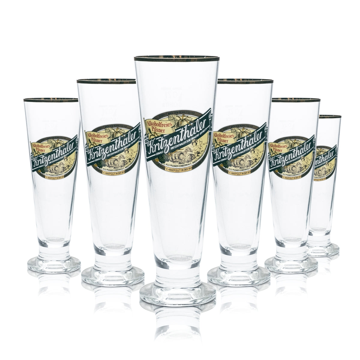 6x Kritzenthaler beer glass 0.2 l tulip cup with gold rim, non-alcoholic, catering