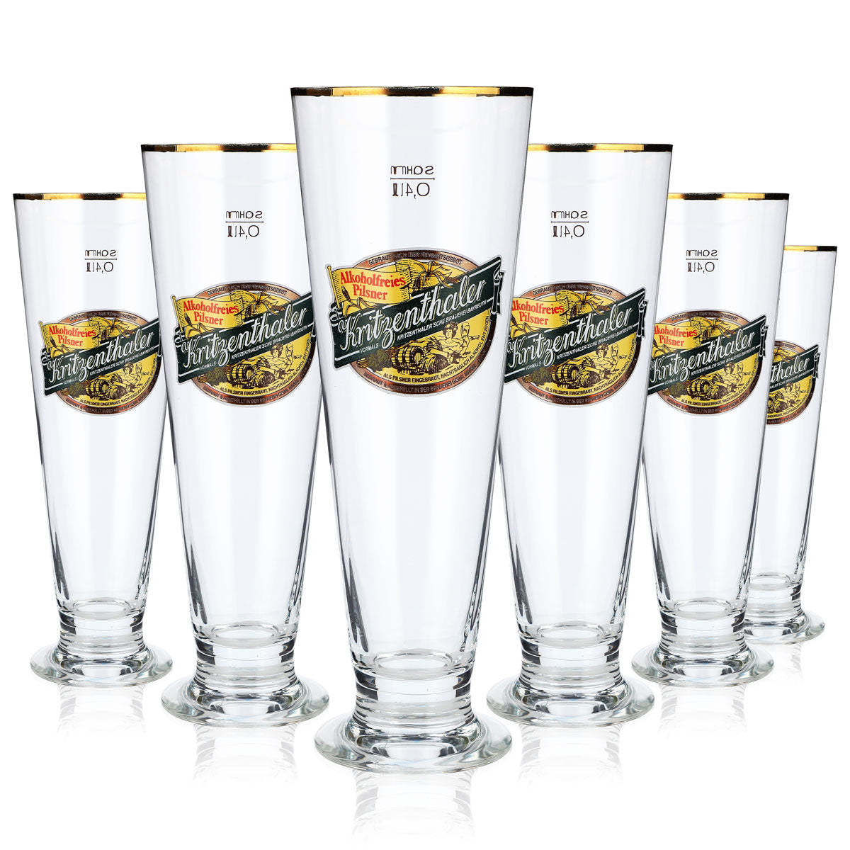 6x Kritzenthaler beer glass 0.4l tulip non-alcoholic gold rim Sahm Florenz – View 5
