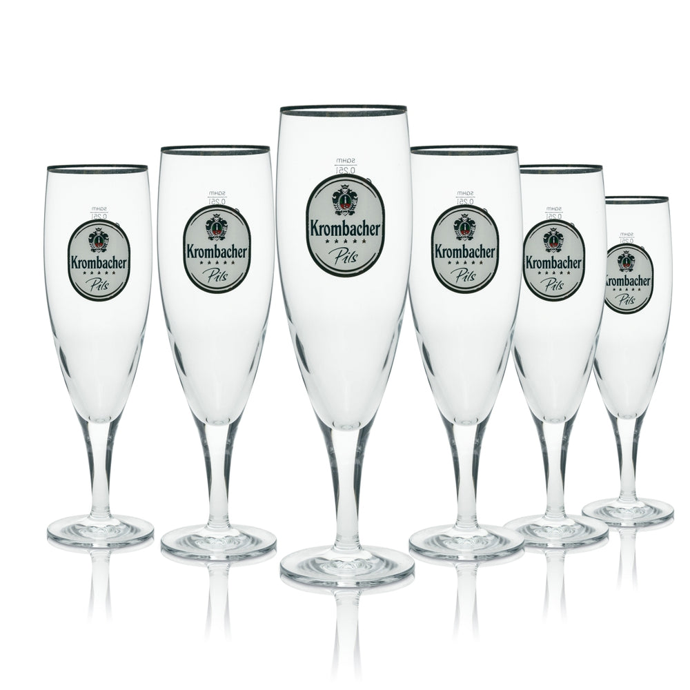 6x Krombacher beer glass 0.25l exclusive trophy Sahm