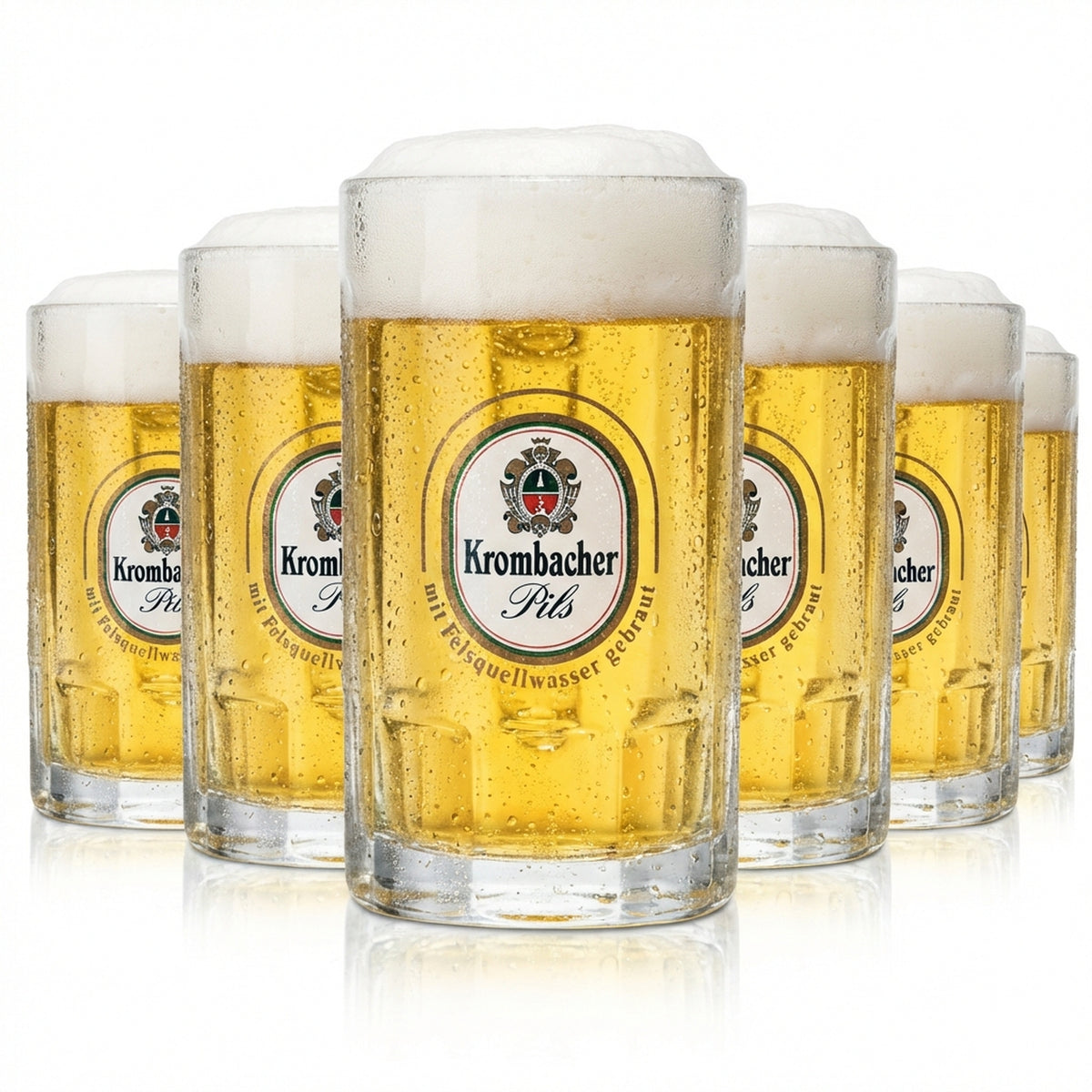 6x Krombacher beer glass 0.2l mug tankard relief glasses gastro pub pilsner