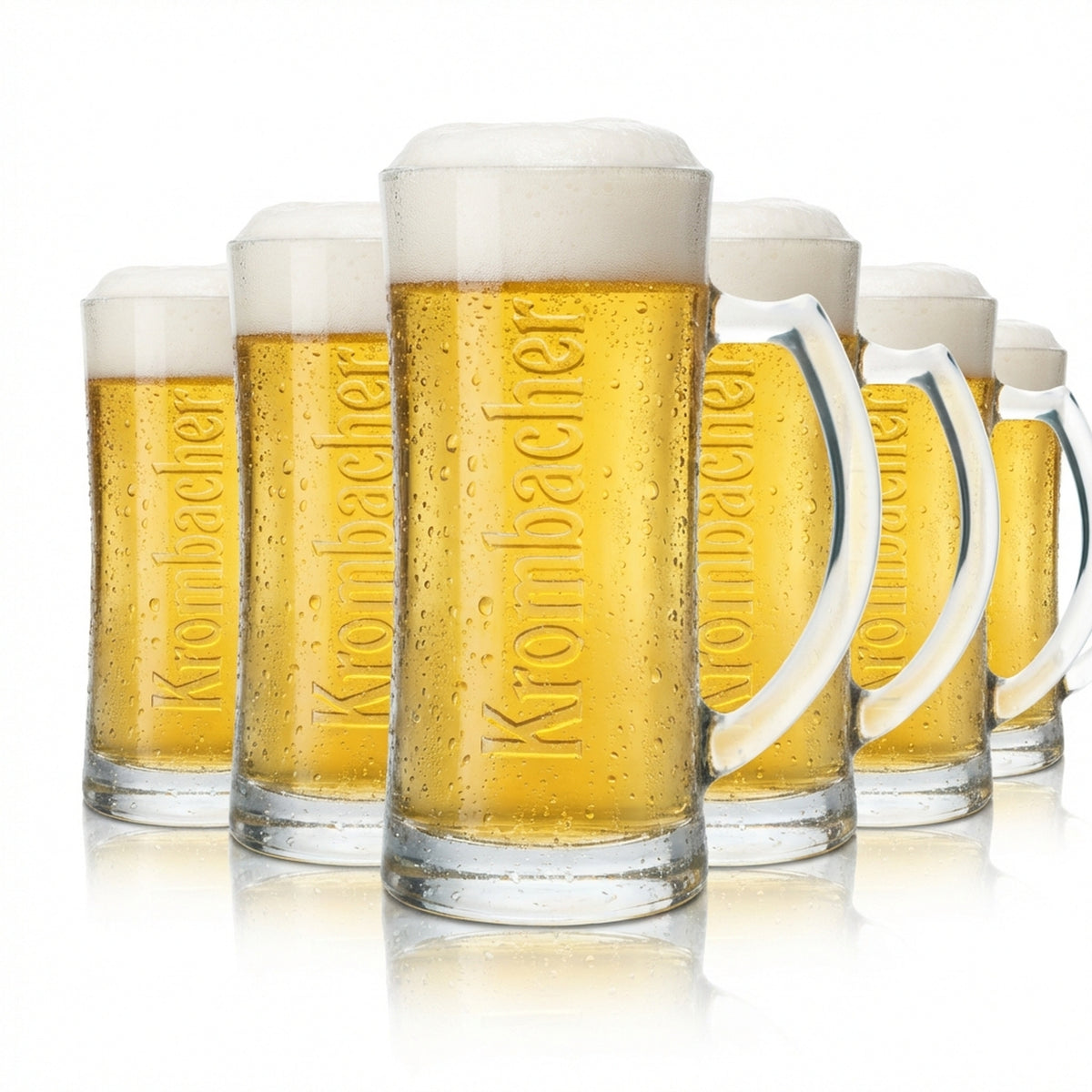 6x Krombacher beer glass 0.4l mug Exclusive Seidel Rastal relief handle glasses