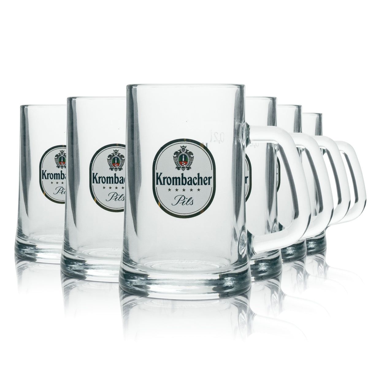 6x Krombacher Beer Glass Mug Pils 0.2l "A Pearl of Nature" Sahm