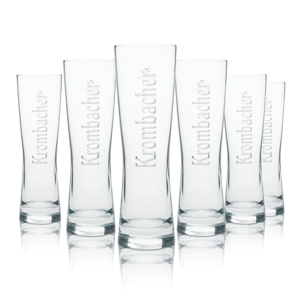 6x Krombacher Beer Glass Star Cup 0.4l Sahm
