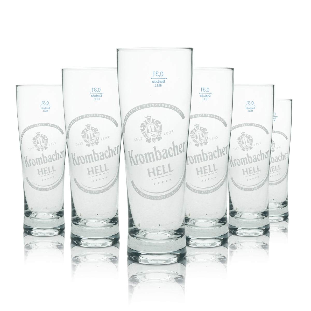 6x Krombacher Beer Glass Tulip 0.3l Sahm Light