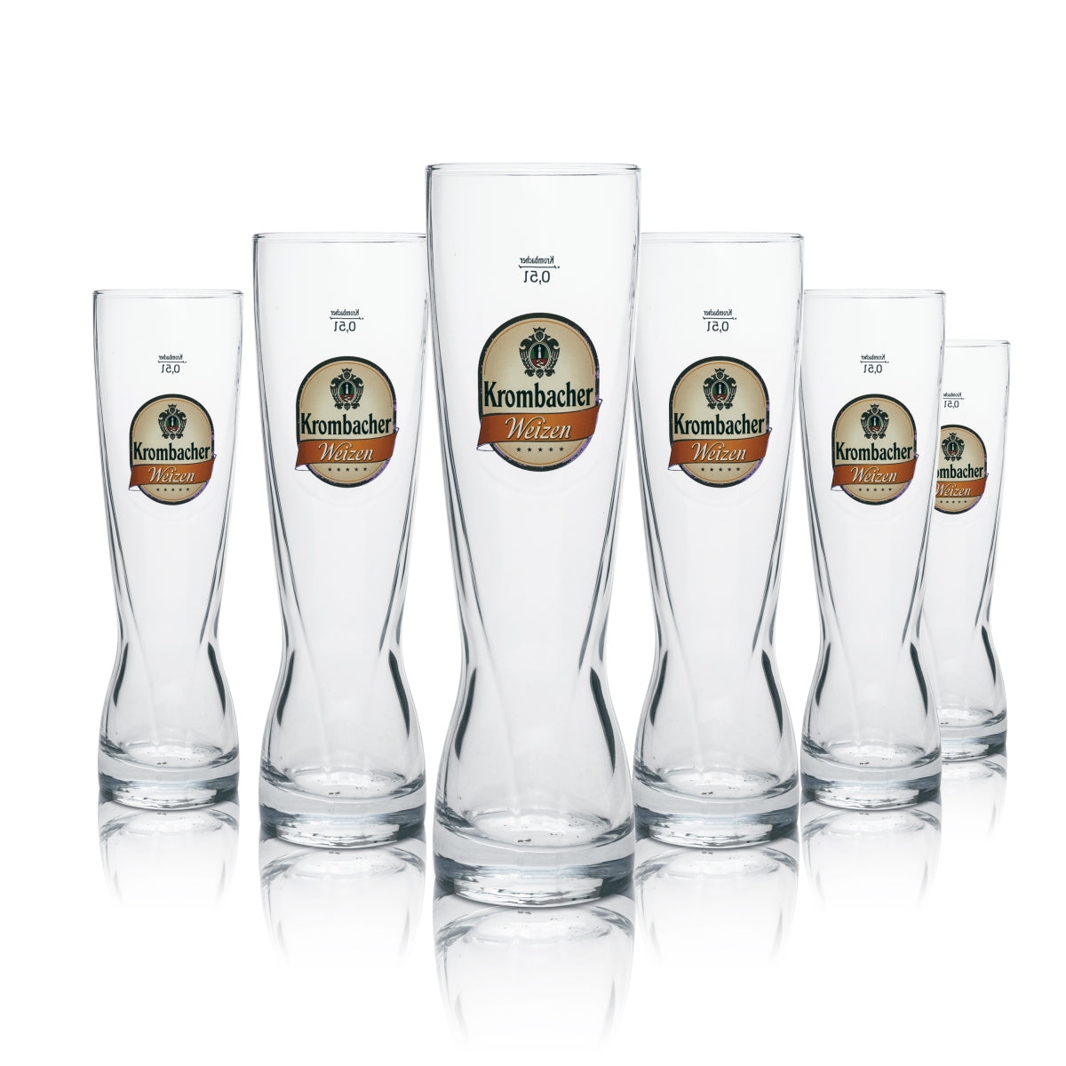 6x Krombacher Beer Glass Wheat 0.5l Connoisseur Glass Sahm