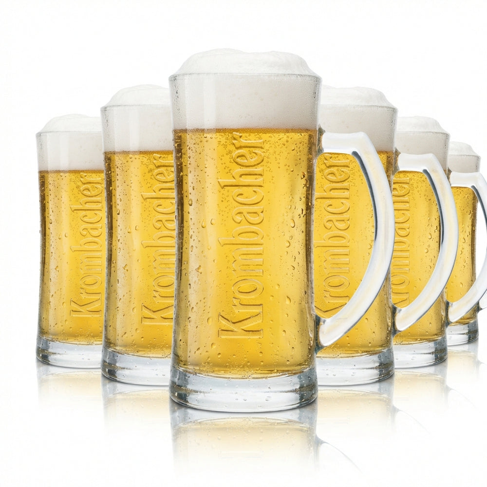 6x Krombacher glass 0.3l beer mug Humpen Seidel contour relief glasses Gastro Bar