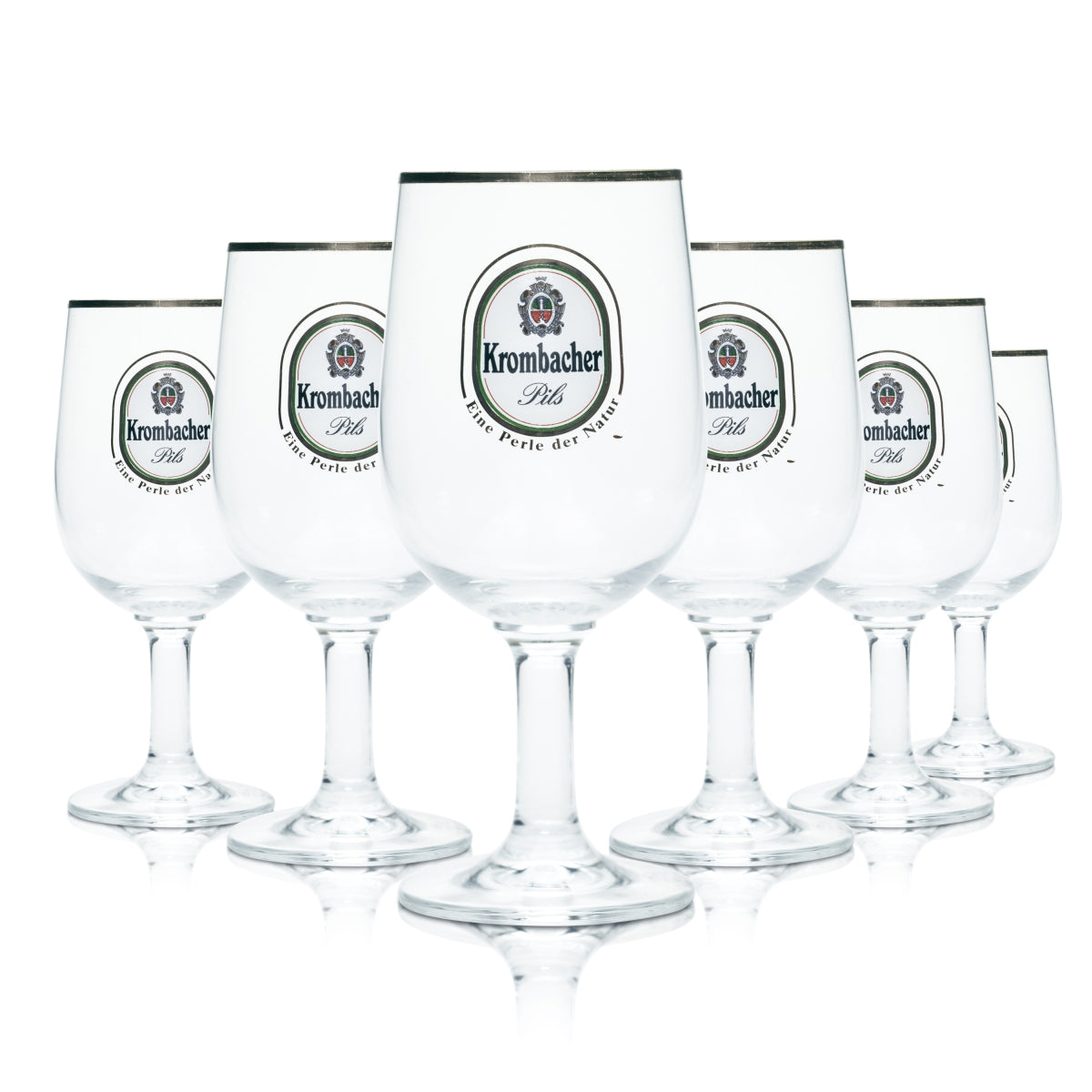 6x Krombacher glass 0.3l tulip Gaston Pokal gold rim glasses brewery pilsner gastro