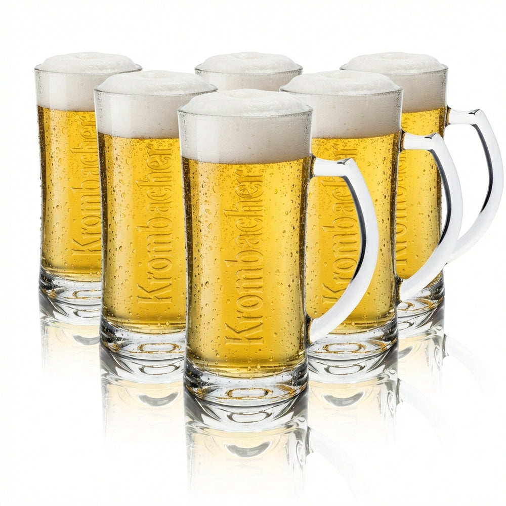 6x Krombacher Glass 0.5l Beer Mug Humpen Seidel Relief Glasses Pils Gastro Oak