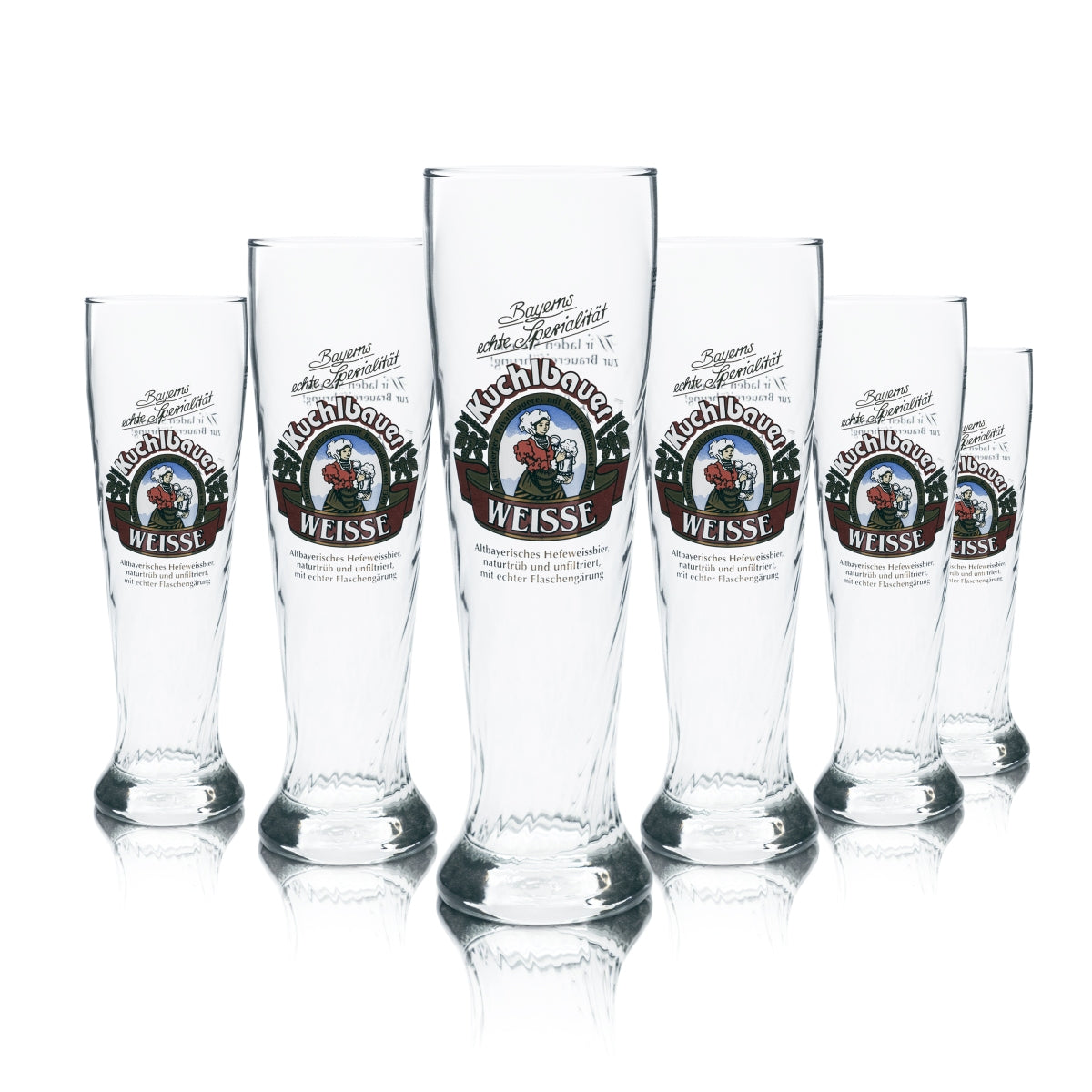 6x Kuchlbauer White Glass 0.5l Wheat Beer Yeast Crystal Wheat Contour Glasses Bavaria
