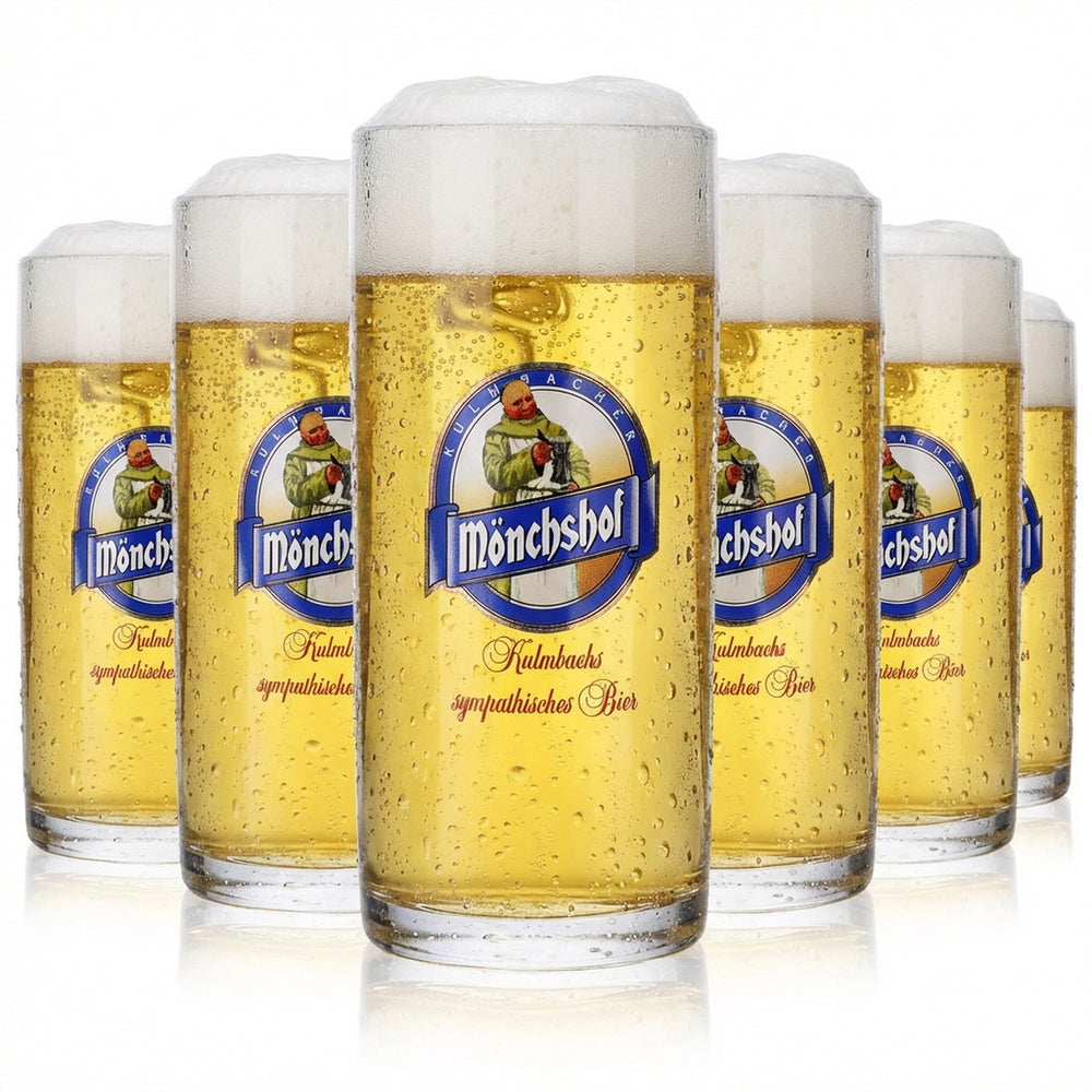 6x Kulmbacher Mönchshof Glass 0.3l Beer Mug Tankard Seidel Glasses Set Brewery