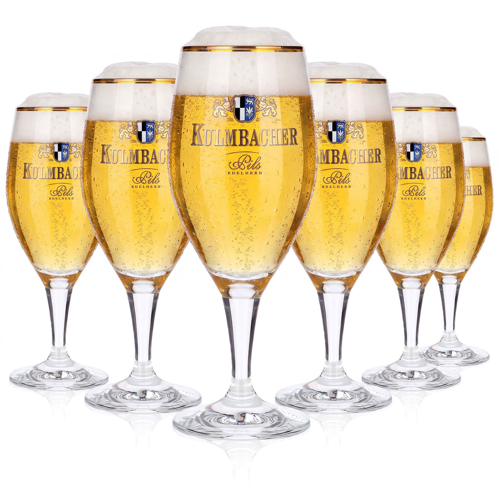 6x Kulmbacher Reichelbräu Beer Glass, 0.25 L, Gold-Rimmed, Sahm (Set of 6)