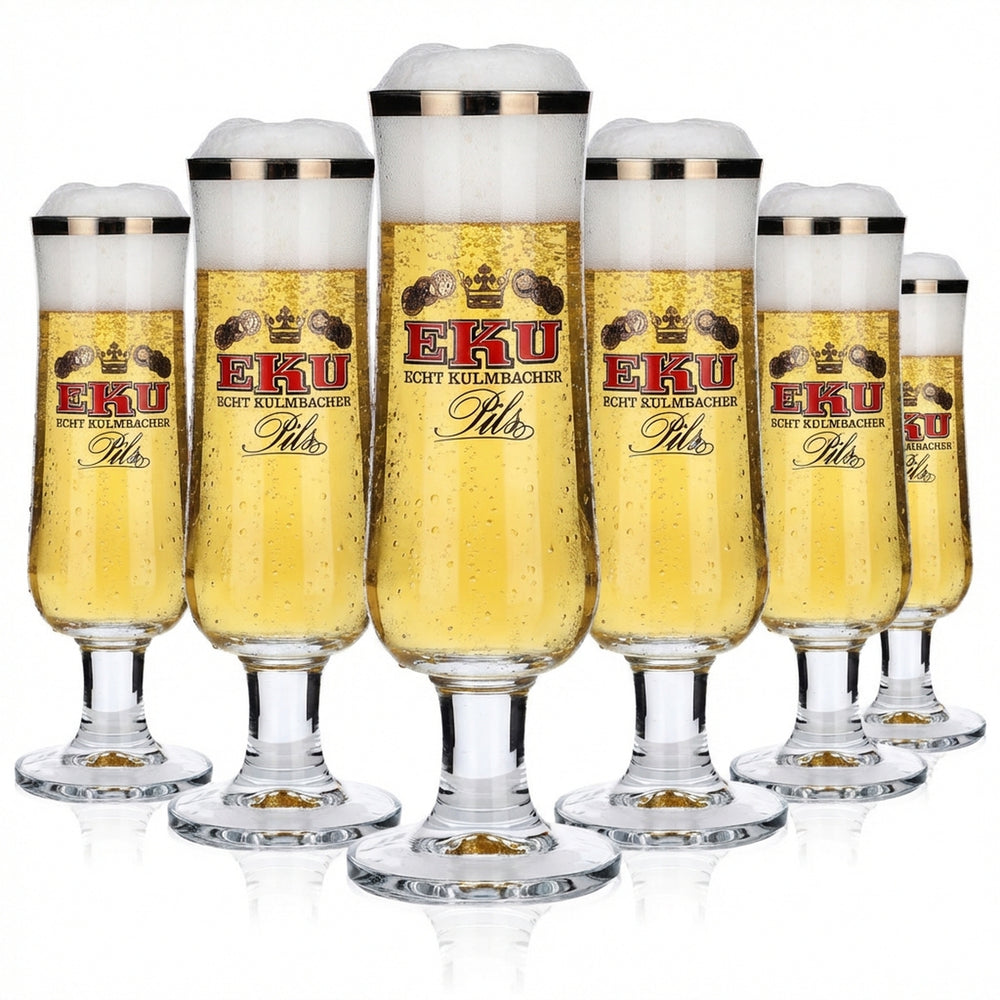 6x Kulmbacher Reichelbräu beer glass 0.2 l design trophy glass set EKU Pils Brewery