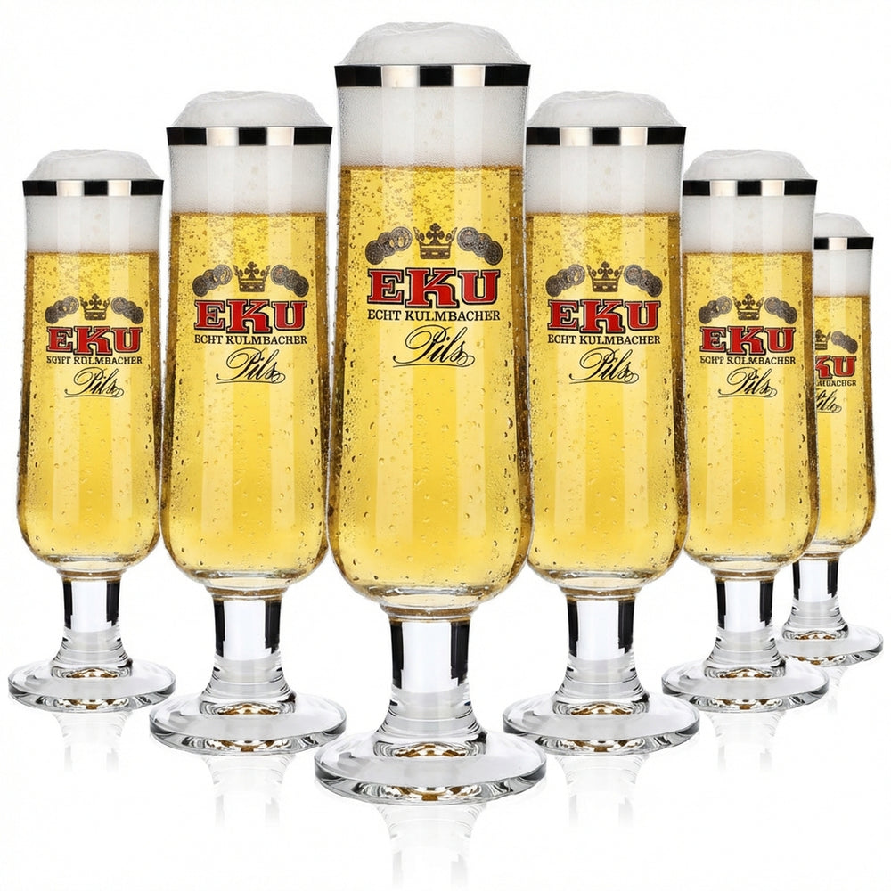 6x Kulmbacher Reichelbräu beer glass 0.3l design trophy glass set EKU Pils Brewery