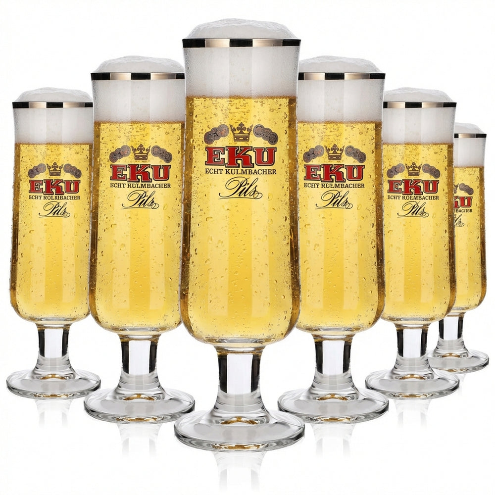 6x Kulmbacher Reichelbräu beer glass 0.4 l design trophy glass set EKU Pils Brewery