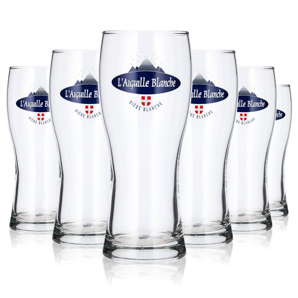 6 L'Aiguille Beer Glasses, 0.33 L, Blue Logo, Willibecher (Set of 6)