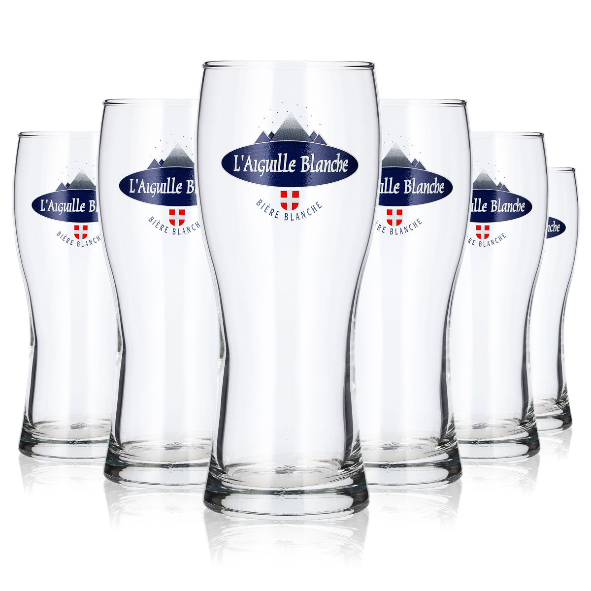 6 L'Aiguille Beer Glasses, 0.33 L, Blue Logo, Willibecher (Set of 6)