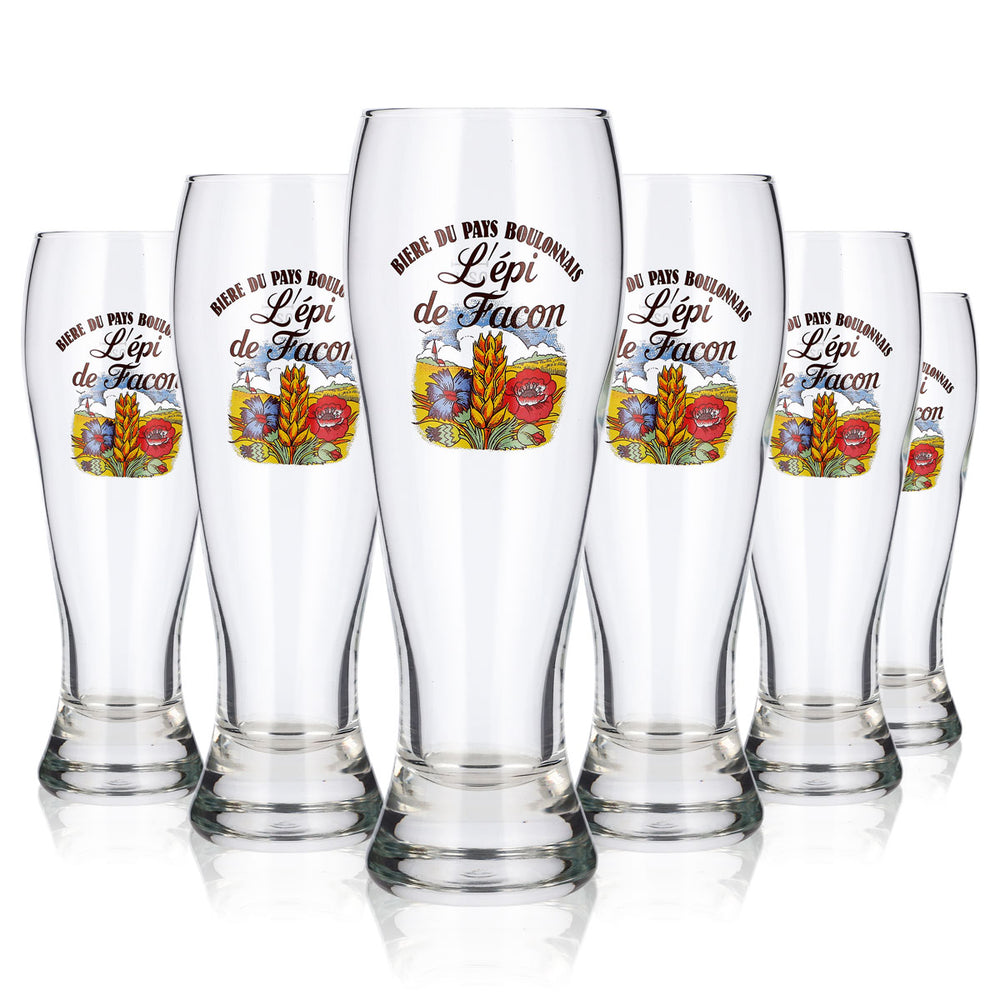 6 L'Épi de Facon Beer Glasses, 0.25 L, Wheat Beer Glasses