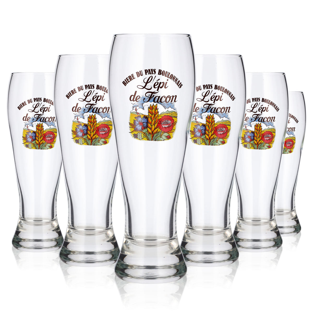 6 L'Épi de Facon Beer Glasses, 0.25 L, Wheat Beer Glasses