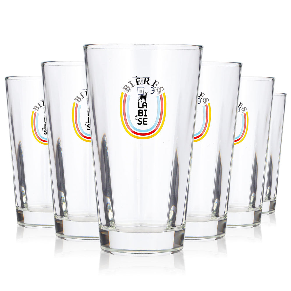 6 La Bise Beer Glasses, 0.25 L, Long Drink, Rainbow Willi Mug (Set of 6)