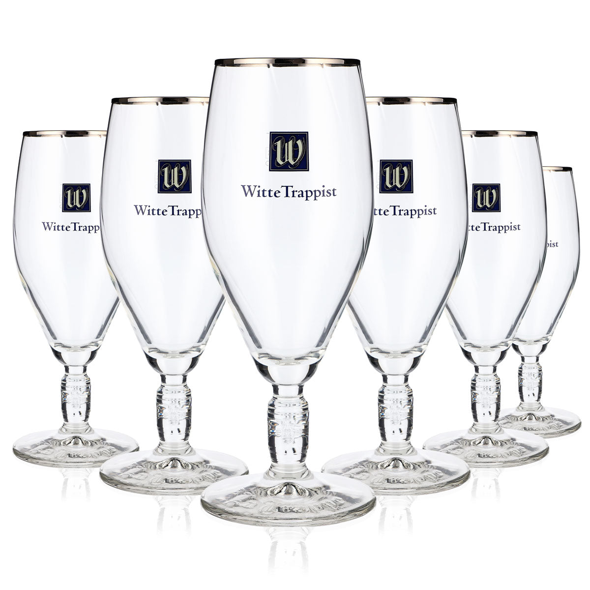 6x La Trappe Beer Glass 0.3l Beer Glasses Relief in Stem Cup Gold Rim – View 5
