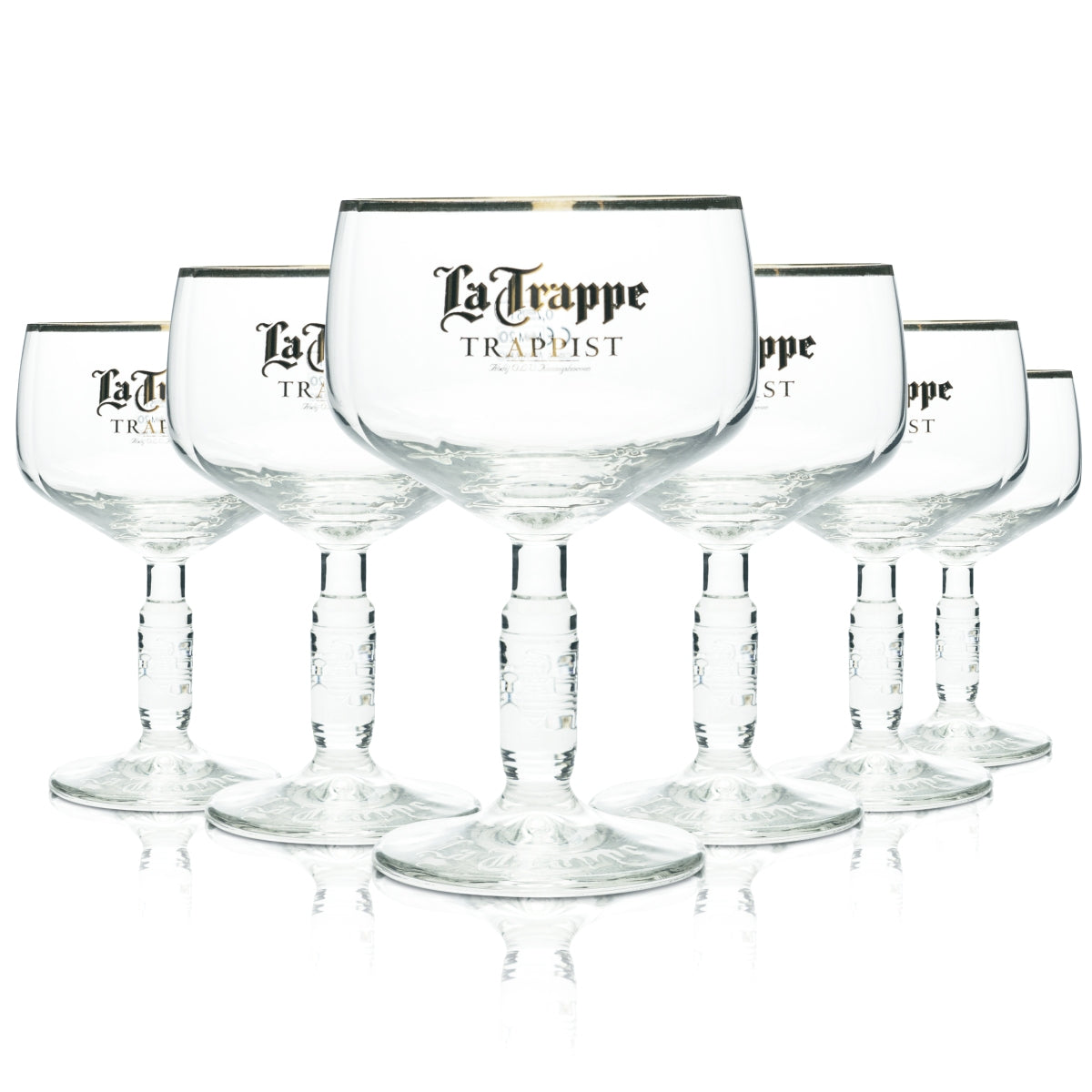 6x La Trappe Beer Glass Goblet Glasses Beer Glasses 0.25l Gold Rim