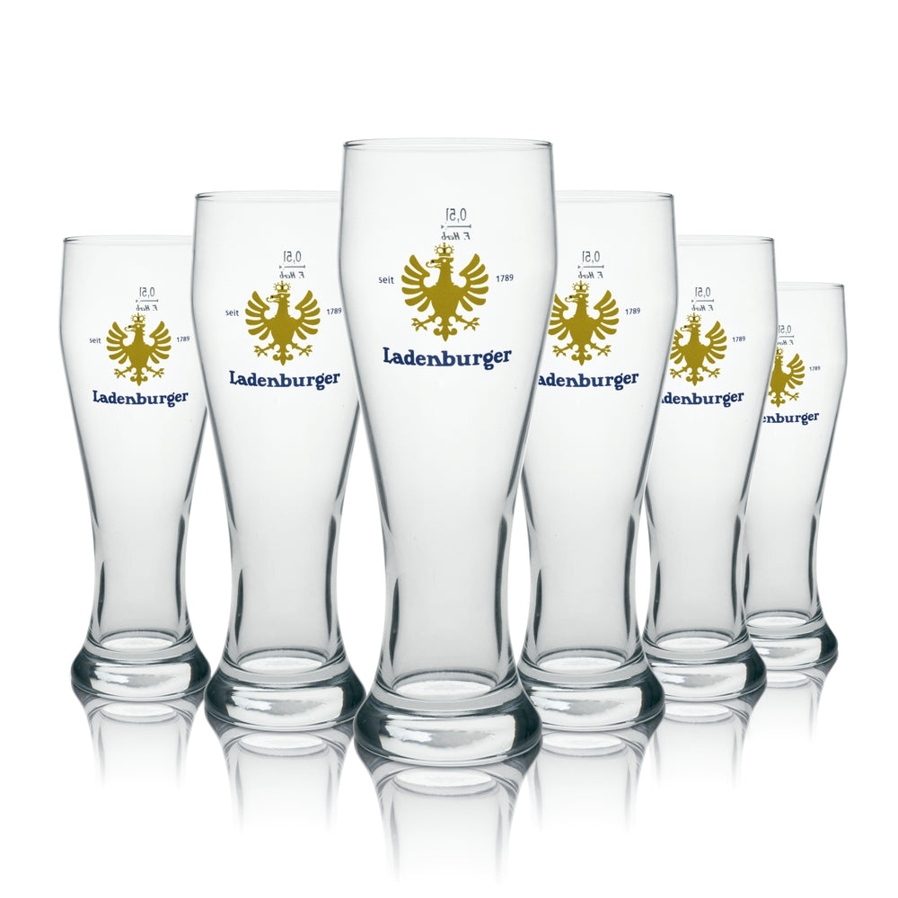 6x Ladenburger beer glass, wheat beer glass, 0.5 l