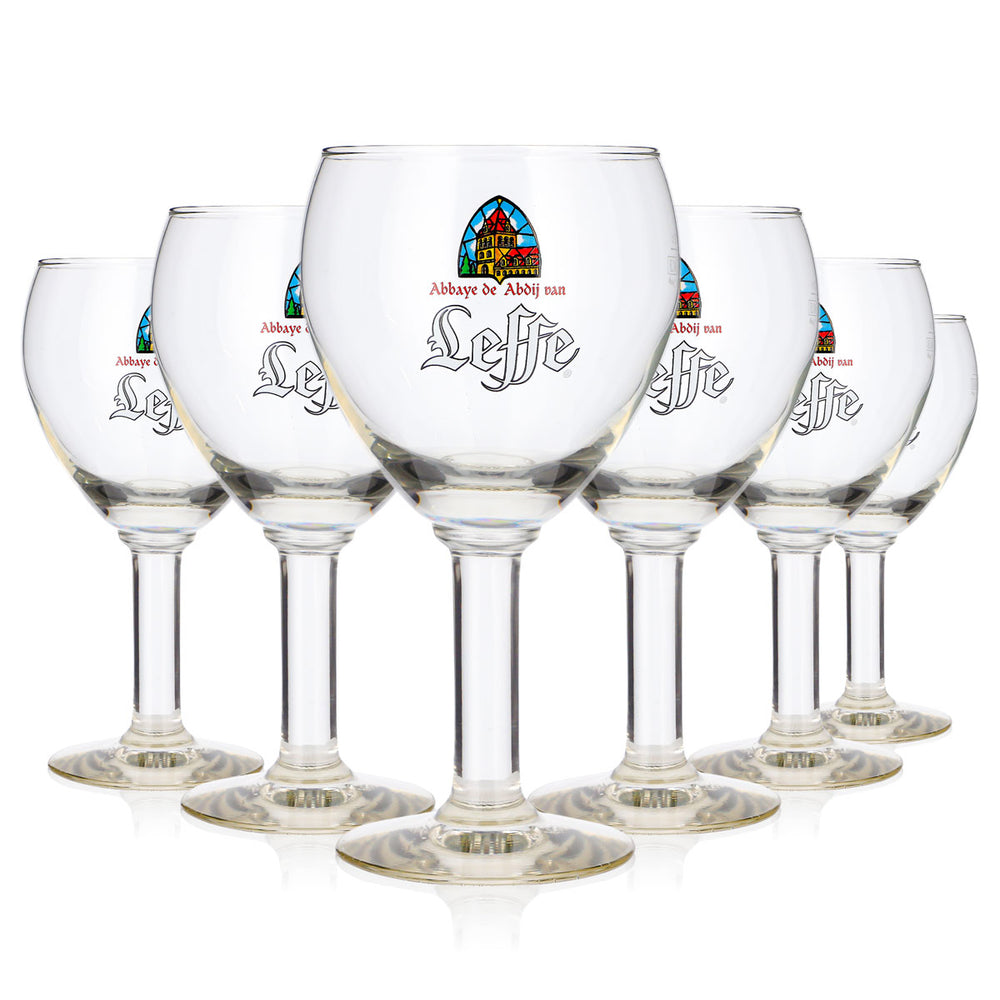 6 Leffe Beer Glasses, 0.33 L, Tulip-Shaped, Abbaye Goblet, Durabor Beer Glass, Goblet (Set of 6)