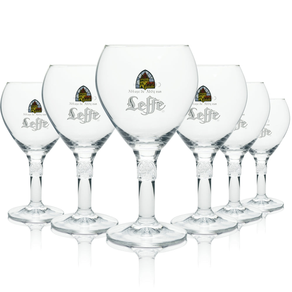 6x Leffe Beer Glass Tulip Glass 0.25l New Trophy Glasses Abbey Beer Belgium Bar Drinks