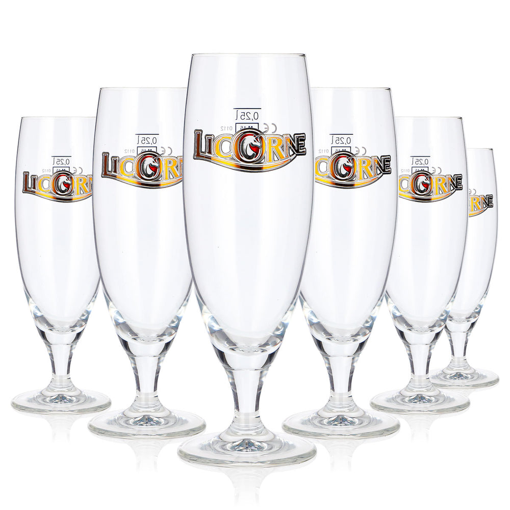 6 Licorne Noel Beer Glasses, 0.25 L Goblet (Set of 6)