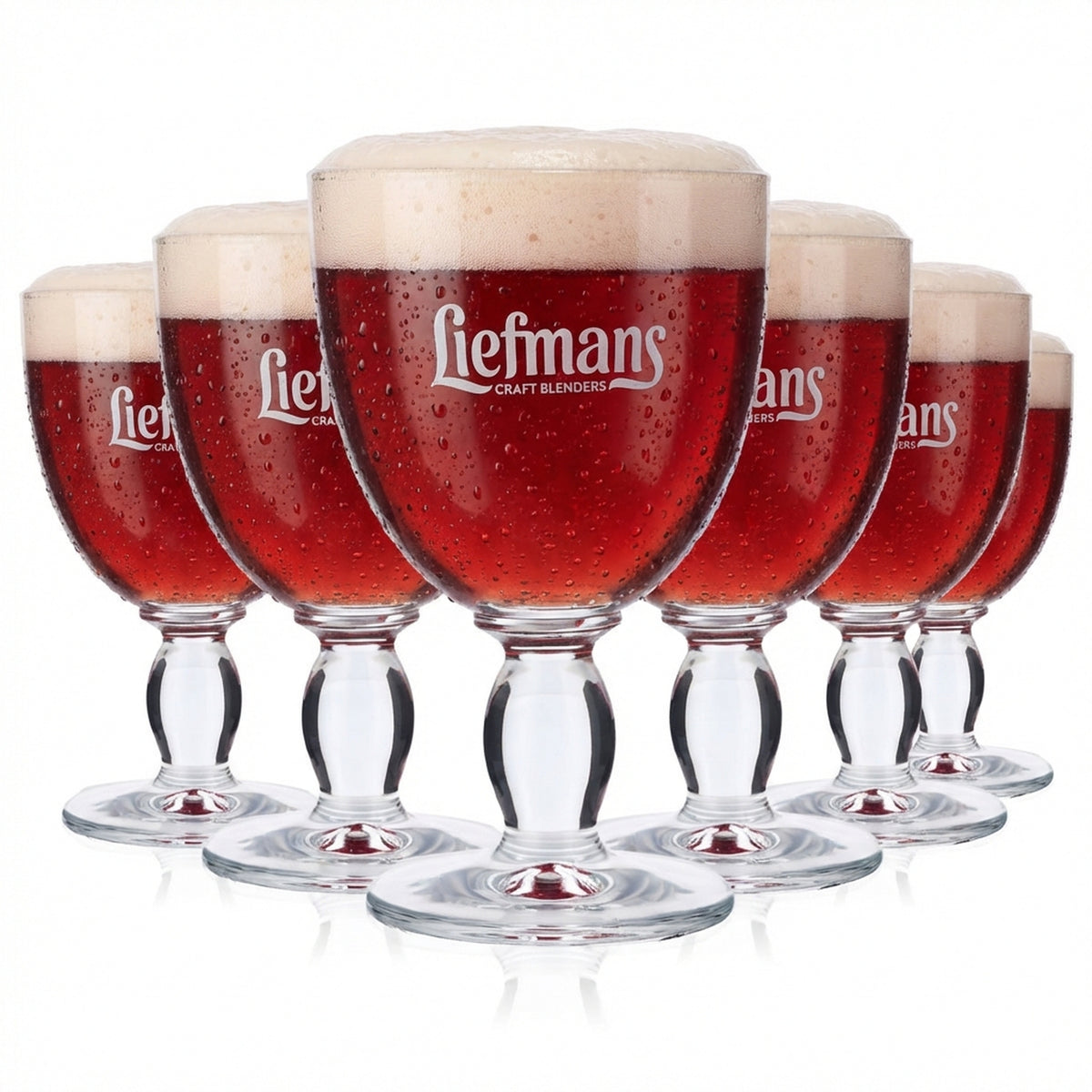 6x Liefmans Beer Glass 0.25l Goblet Beer Glasses Chalice Bowl White Logo