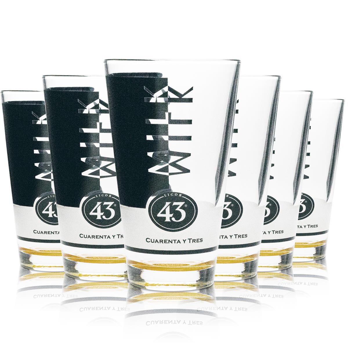 6x Likör 43 liqueur glass 0.2 l long drink glass with yellow base