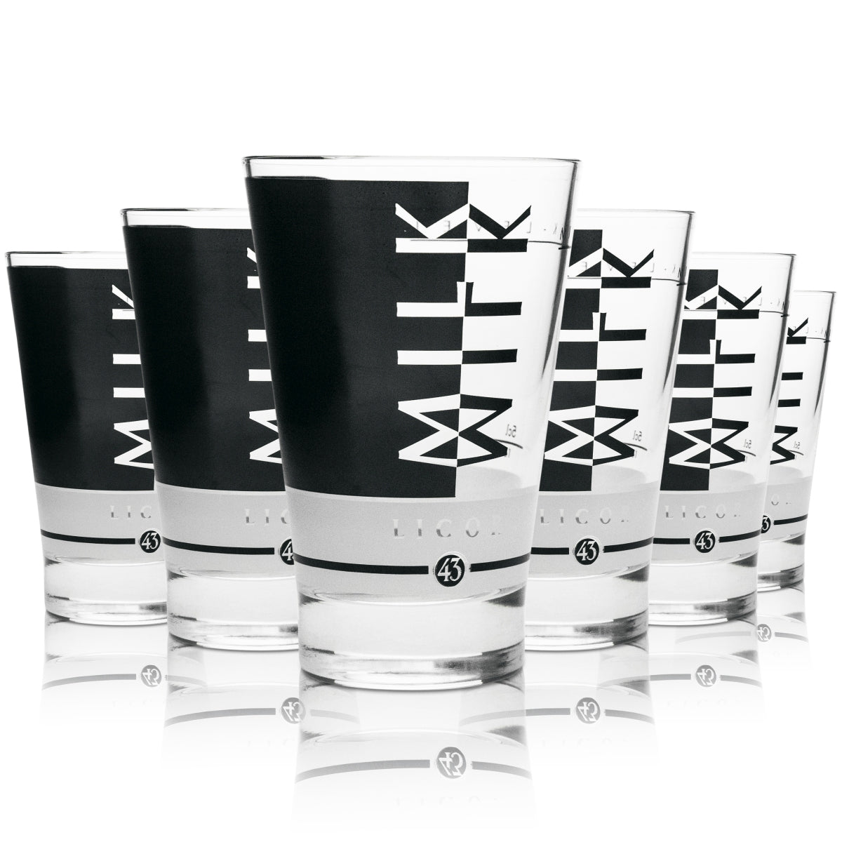 6x Likör 43 liqueur glass Longdrink Milk black