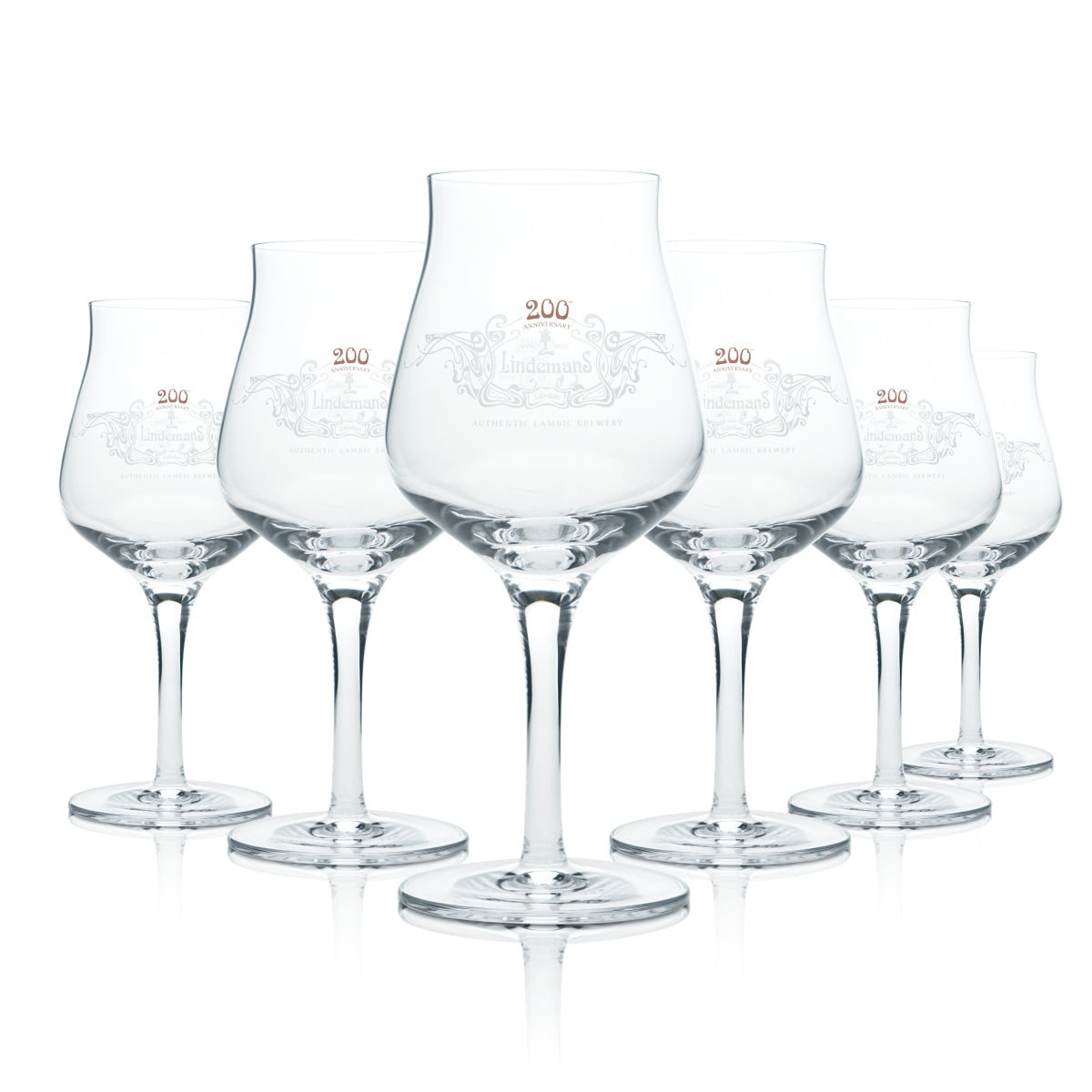 6x Lindemans Beer Glass 0.25l Goblet Tulip Glasses Belgium Craft Beer Half Pint