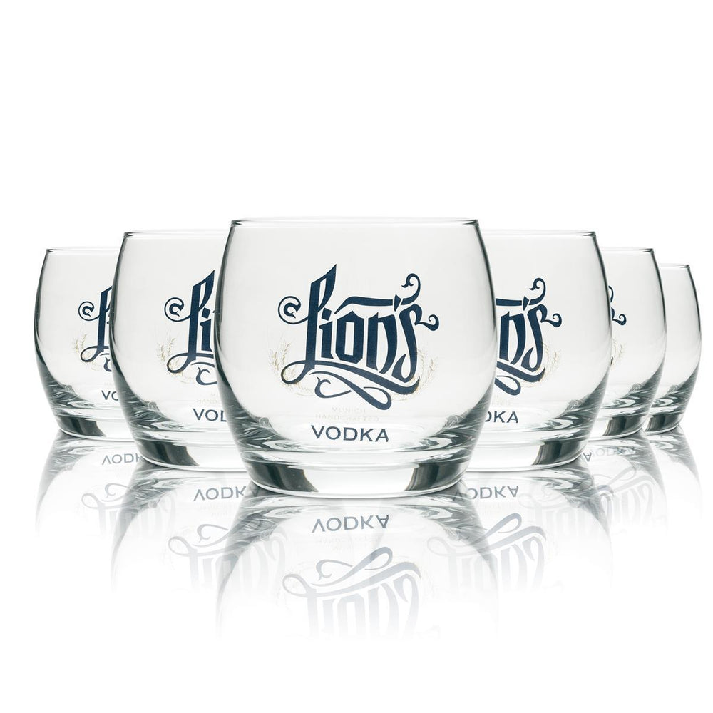 6x Lions Vodka Glass Tumblers