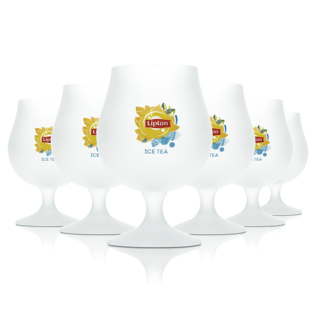 6x Lipton Iced Tea Glass 0.3l Frosted Tulip Goblet Glasses Long Drink Cocktail