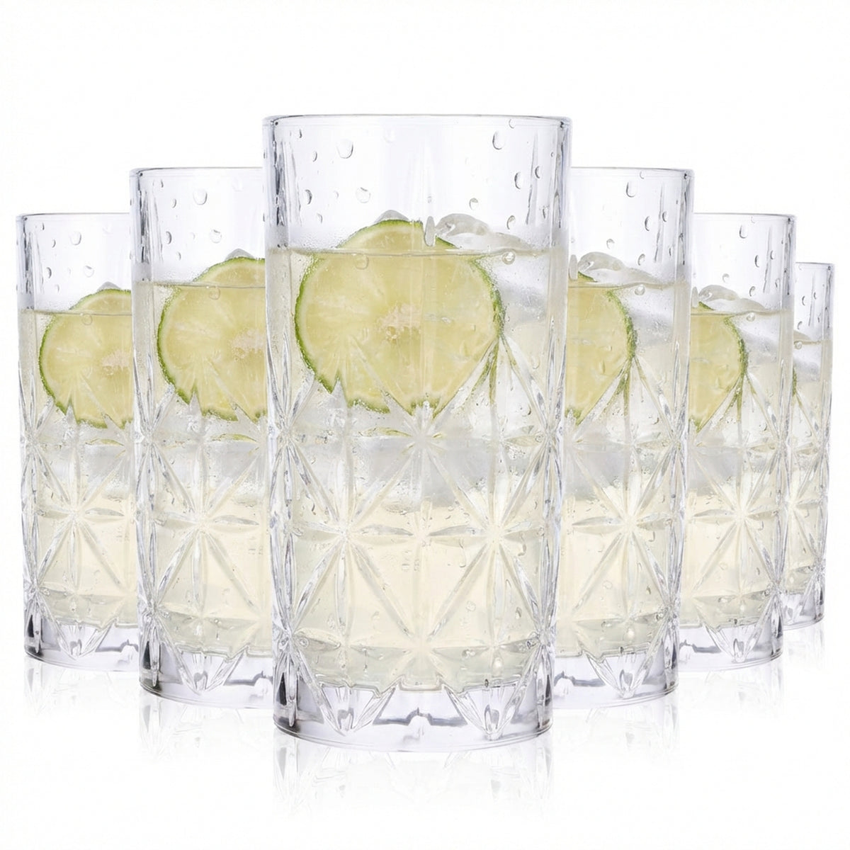 6x Long Drink Glass Relief Glasses 0.35l Contour Crystal Cocktail
