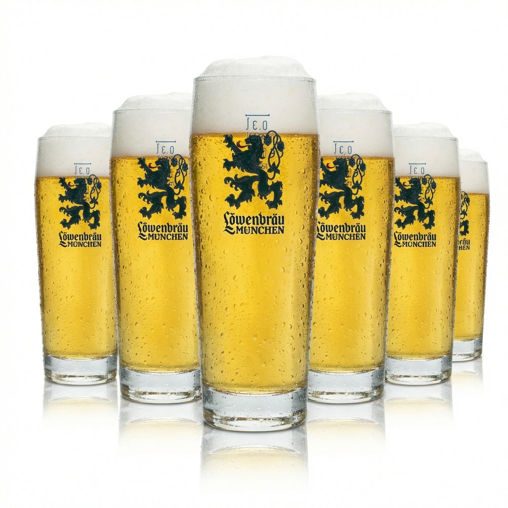 6x Löwenbräu beer glass 0.3 l mug New logo! Glasses Willi Cup Beer Light Bar