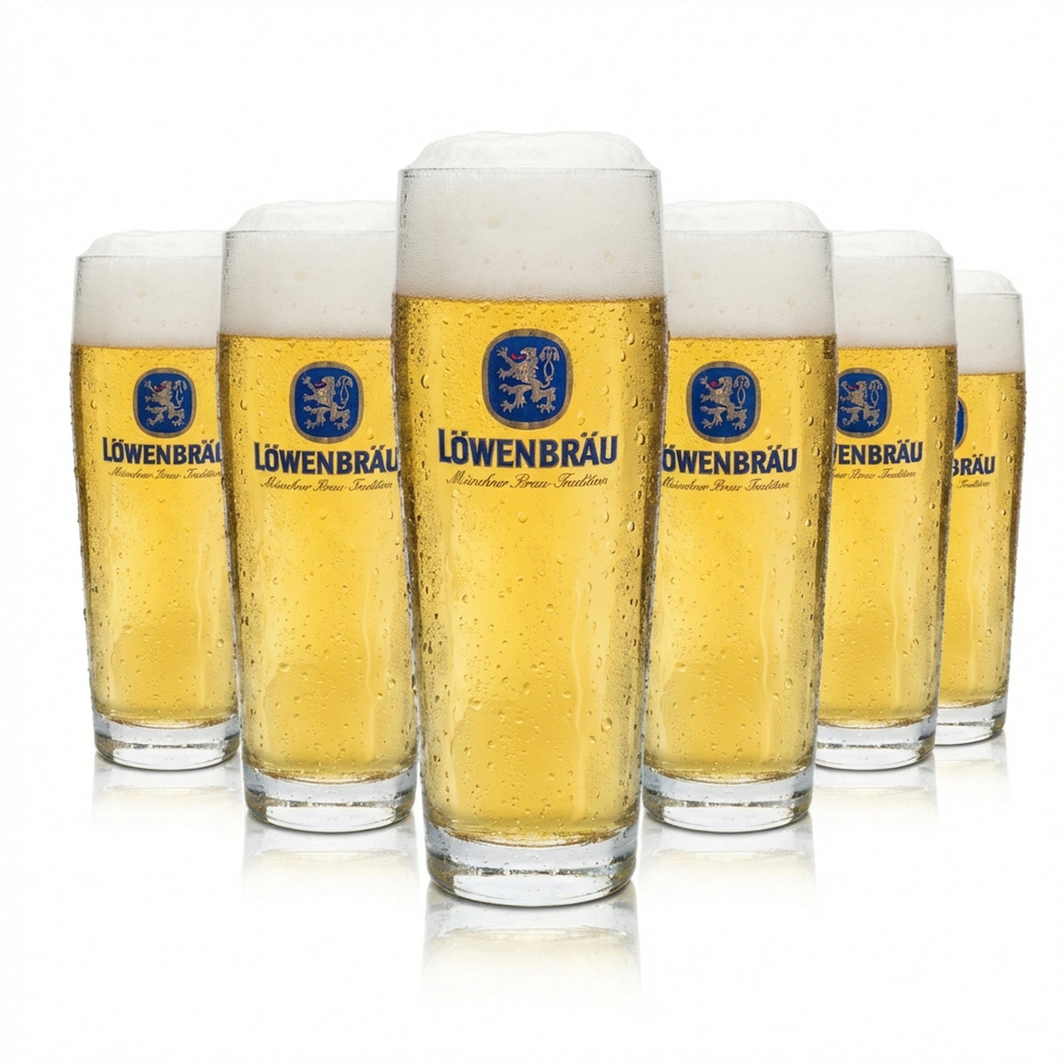 6x Löwenbräu beer glass 0.4l Willi Becher Rastal