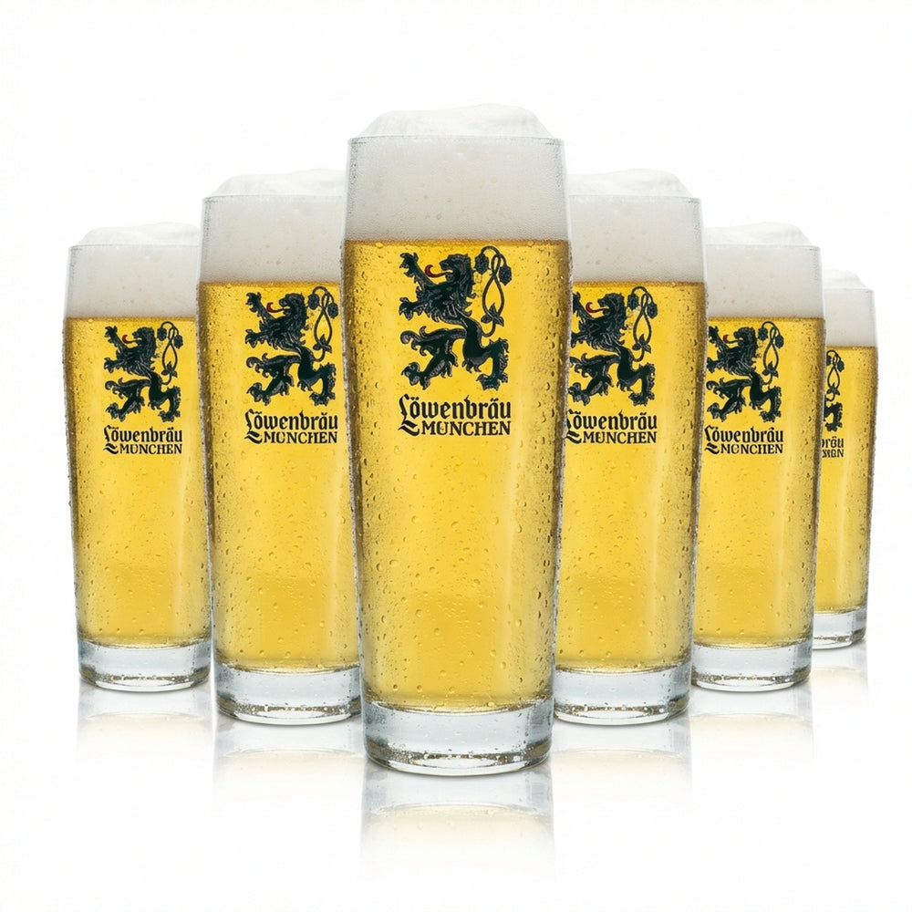 6x Löwenbräu beer glass 0.5l mug New logo! Glasses Willi Cup Beer Light Bar