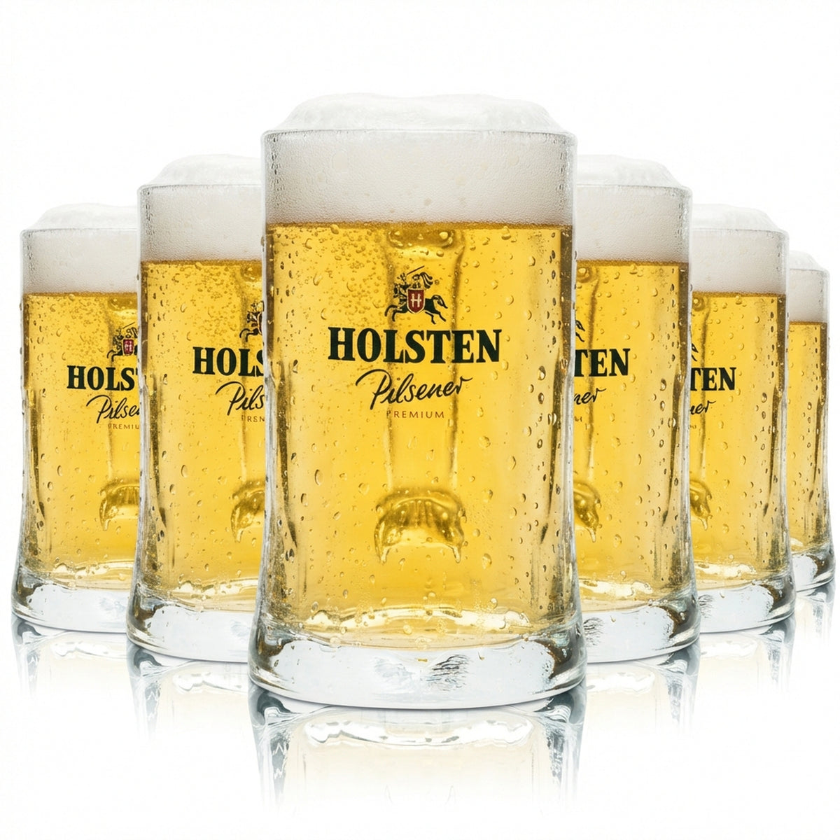 6x Löwenbräu beer glass 0.5l mug Glückauf Rastal Seidel handle glasses mugs Beer