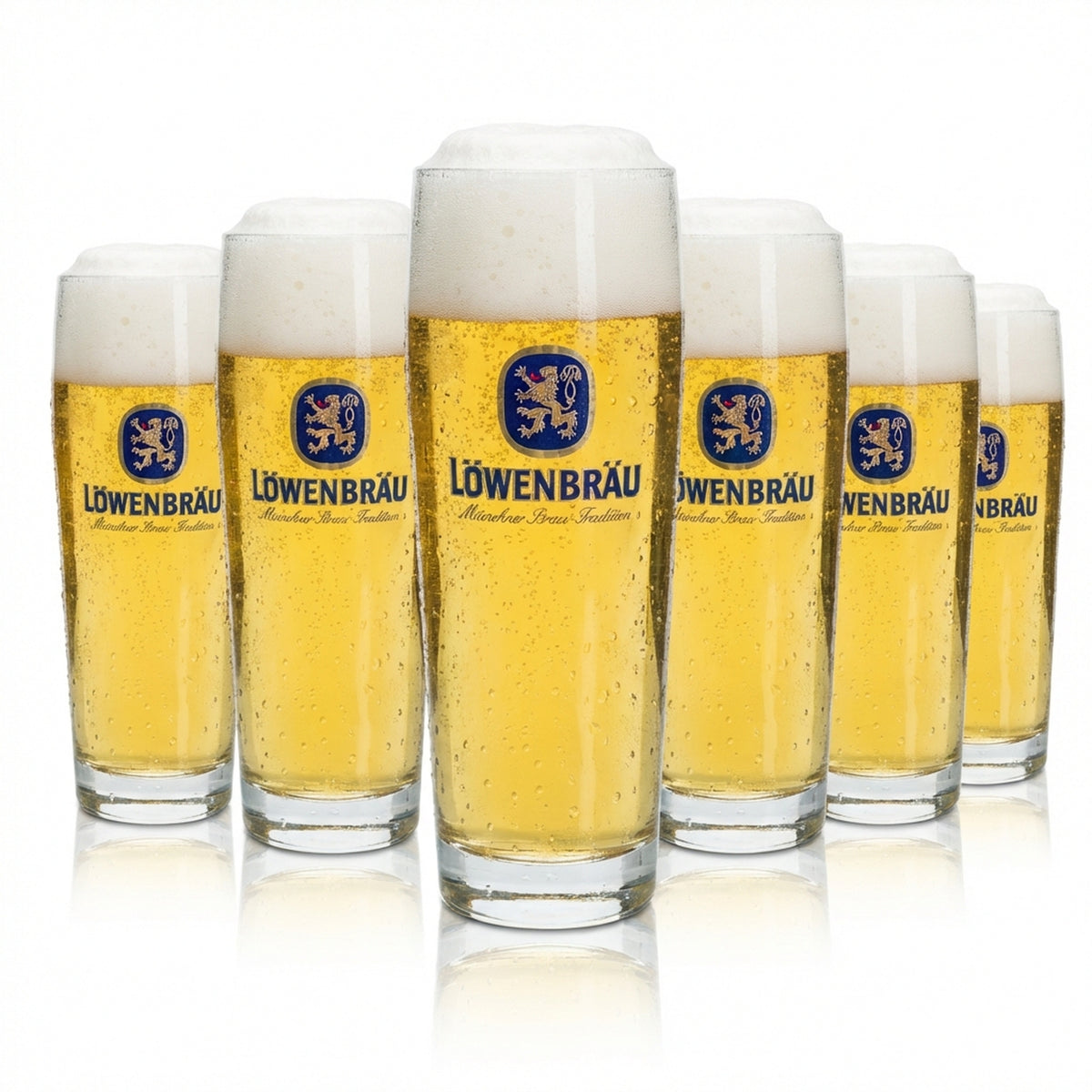 6x Löwenbräu beer glass 0.5l Willi Becher Rastal