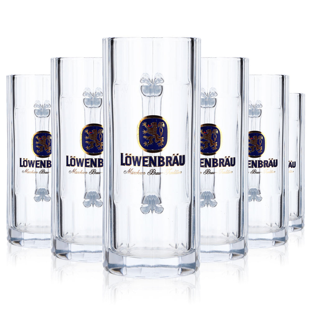 6x Löwenbräu beer glass beer mug beer stein 0.3l jug Wallenstein B-stock